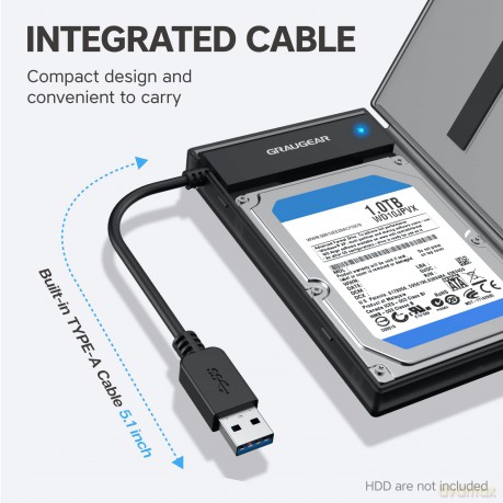 GRAUGEAR USB-A/C 3.1 Adapterkabel 2,5"