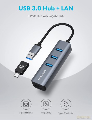 GRAUGEAR USB-HUB 3x USB 3.0 Ports Type-A