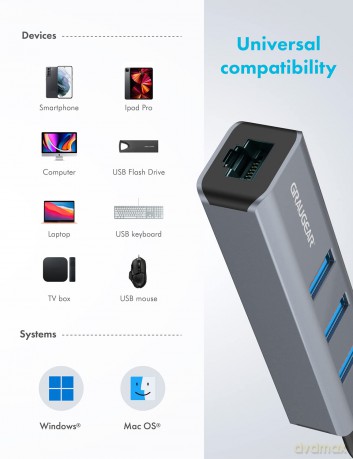 GRAUGEAR USB-HUB 3x USB 3.0 Ports Type-A