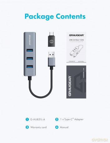 GRAUGEAR USB-HUB 3x USB 3.0 Ports Type-A