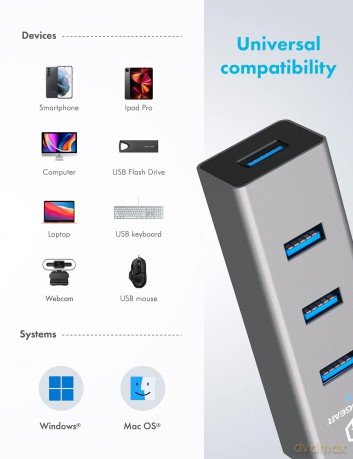 GRAUGEAR USB-HUB 4x USB 3.0 Ports Type-A