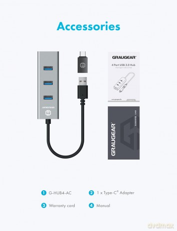 GRAUGEAR USB-HUB 4x USB 3.0 Ports Type-A
