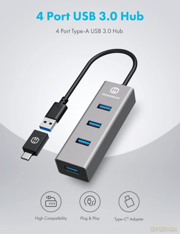 GRAUGEAR USB-HUB 4x USB 3.0 Ports Type-A
