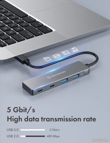 GRAUGEAR USB-HUB 4x USB 3.0, 2x Type-C u