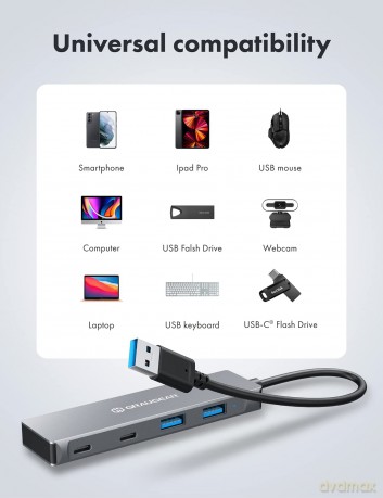 GRAUGEAR USB-HUB 4x USB 3.0, 2x Type-C u