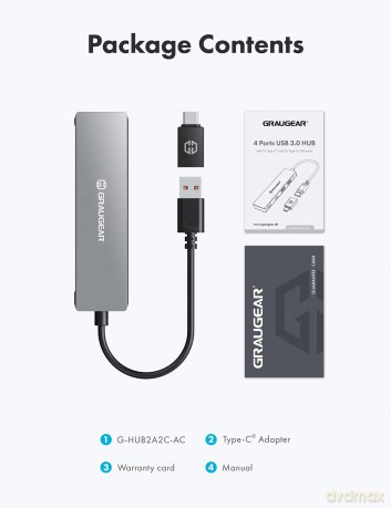 GRAUGEAR USB-HUB 4x USB 3.0, 2x Type-C u