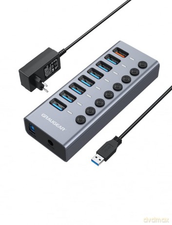 GRAUGEAR USB-HUB 7x USB 3.0 Ports + 1 US