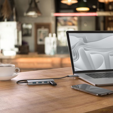 hama USB-Hub 4-fach grau