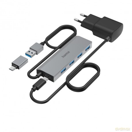 hama USB-Hub 4-fach grau