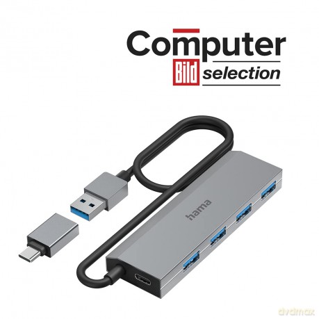 hama USB-Hub 4-fach grau