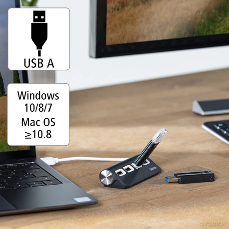 hama USB-Hub 4-fach schwarz