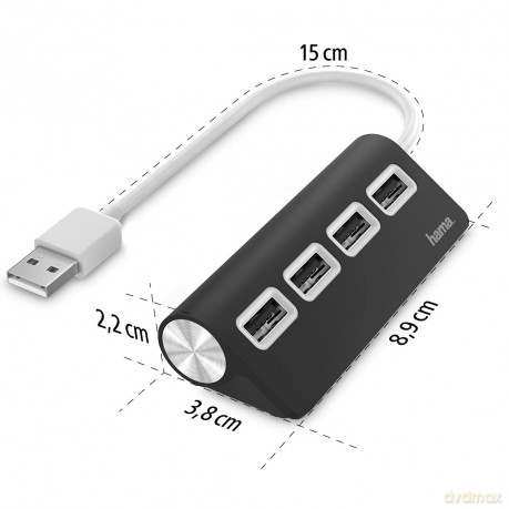 hama USB-Hub 4-fach schwarz
