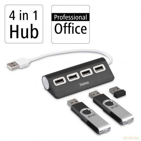 hama USB-Hub 4-fach schwarz