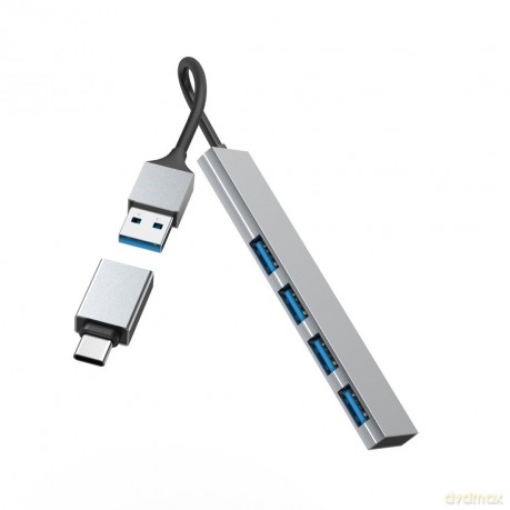 hama USB-Hub Ultra Slim 4-fach grau