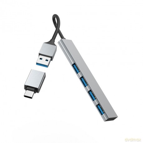 hama USB-Hub Ultra Slim 4-fach grau