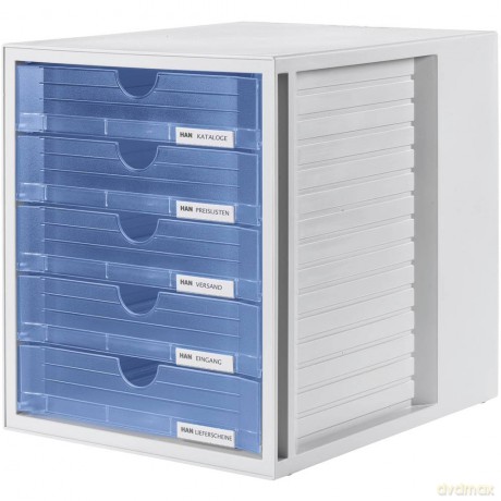 HAN Schubladenbox blau-transparent DIN