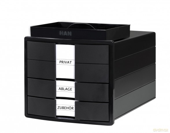 HAN Schubladenbox IMPULS schwarz DIN C4