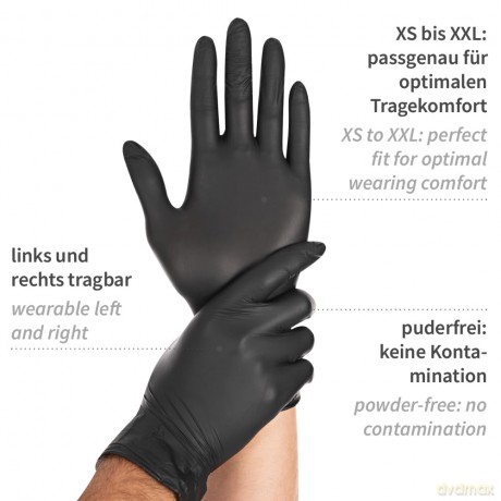 Handschuhe Nitril Puderfr.L Sw
