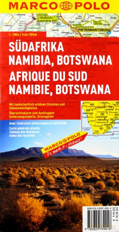 RPA, Namibia, Botswana. Mapa Marco Polo w skali 1:2 000 000