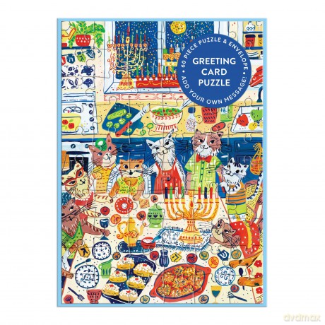Happy Hanukcats Greeting Card Puzzle [KSIĄŻKA]