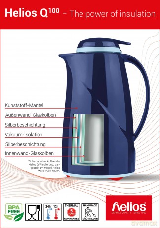 Helios Isolierkanne Wave 1,5 l, schwarz