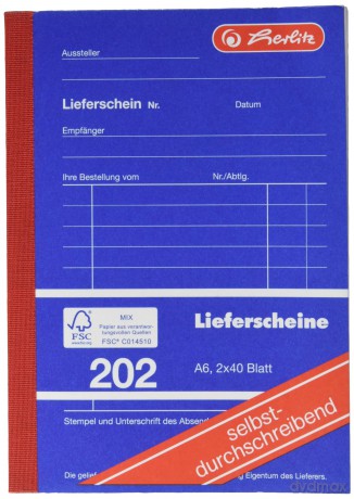 herlitz Lieferschein mit Empfangsschein