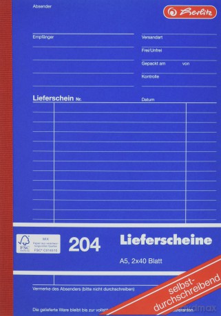 herlitz Lieferschein mit Empfangsschein