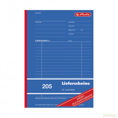 herlitz Lieferschein mit Empfangsschein