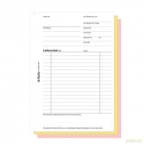 herlitz Lieferschein mit Empfangsschein