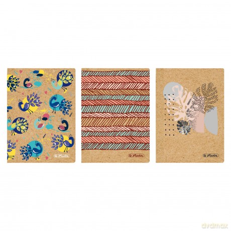 Herlitz NB A6/80 kariert Kraftpapier Cov