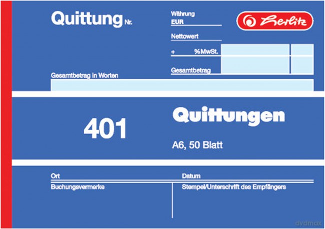 herlitz Quittung, MwSt. separat ausgewie