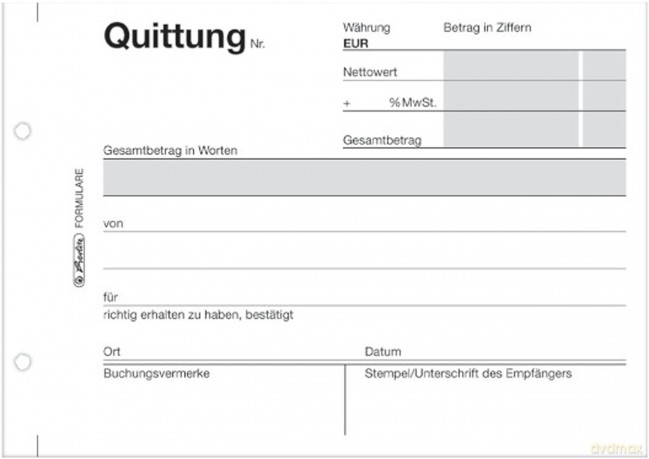 herlitz Quittung, MwSt. separat ausgewie