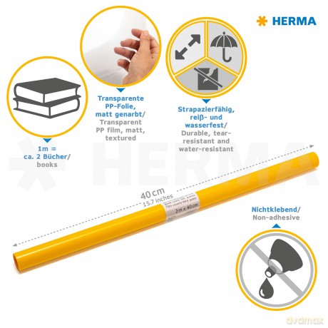 HERMA Buchschutzfolie gelb 2 m