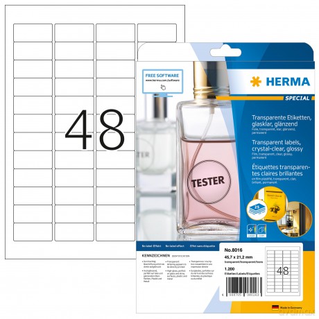 HERMA Glasklare Etiketten/8016 45,7 x 21