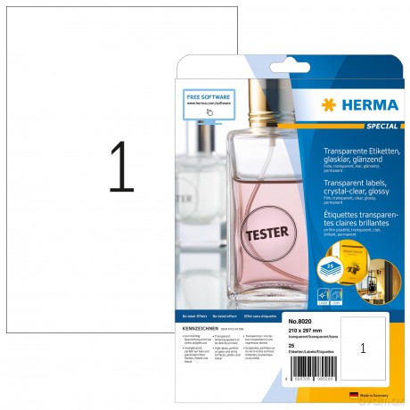 HERMA Glasklare Etiketten/8020 210 x 297