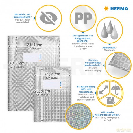 Herma: HERMA Heftumschlag Glamour silber Kunsts