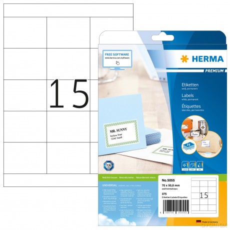 HERMA PREMIUM Etikett/5055 70x50,8mm wei