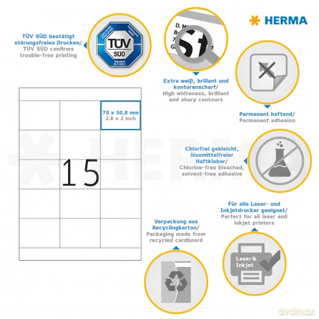 HERMA PREMIUM Etikett/5055 70x50,8mm wei