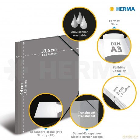 HERMA Sammelmappe A3 gelb Polypropylen