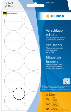 Herma: HERMA Verschlussetikett/2279 32mm transp