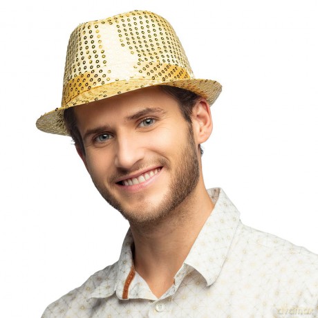 Hoed Popster Pailetten Goud