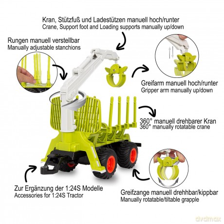 Holzrźckewagen mit Kranarm 1:24S