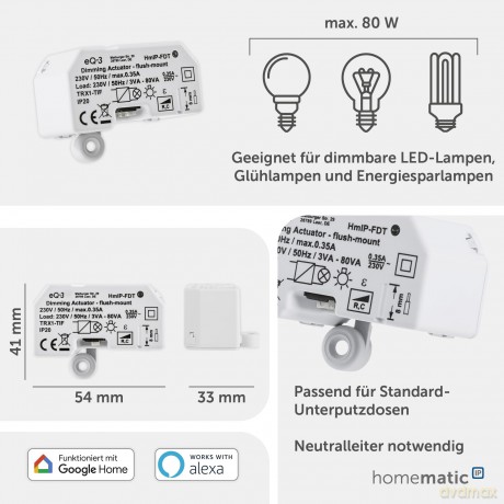Homematic IP Dimmaktor Unterputz - Phase