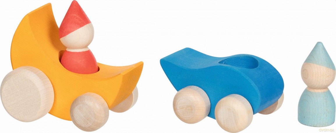 Houten Mannetjes in Auto - Druppel en Maan