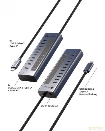 Hub 10-in-1 Hub IcyBox USB 3.2 mit 10 An
