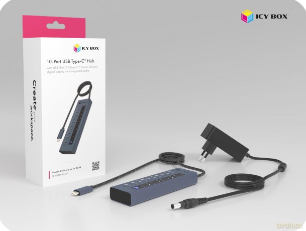 Hub 10-in-1 Hub IcyBox USB 3.2 mit 10 An