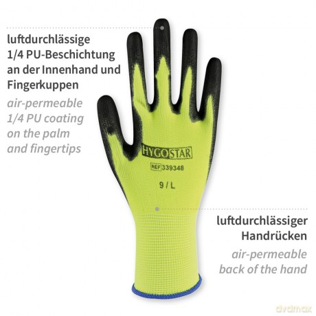 Hygostar: HYGOSTAR unisex Arbeitshandschuhe Neon A