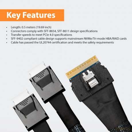 IcyDock Kabel SlimSAS 8i to 2 x OCulink