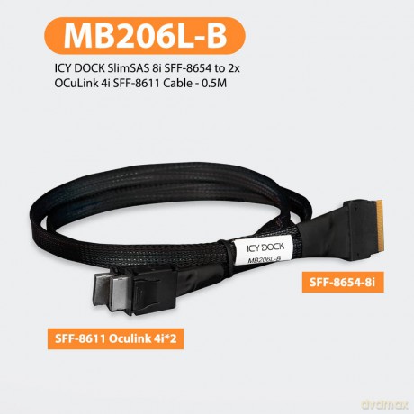 IcyDock Kabel SlimSAS 8i to 2 x OCulink