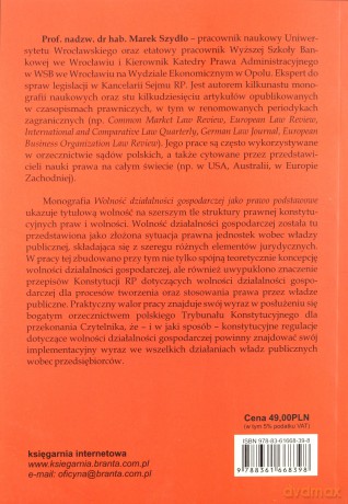 Wolność działalności gospodarczej jako prawo podstawowe - Marek Szydło [KSIĄŻKA]